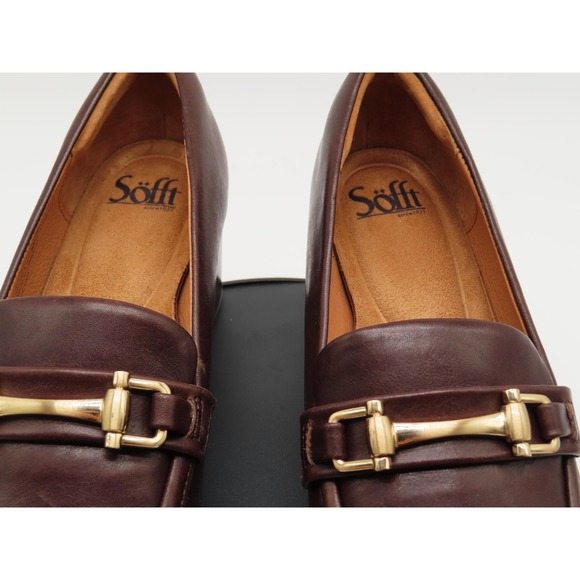 Sofft Shoes Womens Size 8 Brown Leather Loafer Block Heel Horsebit Comfort - Picture 4 of 11